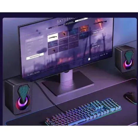 Caixa de som Pc Gamer Com Luz RGB Estéreo 2.0 Para Computador Notebook - Foto 2