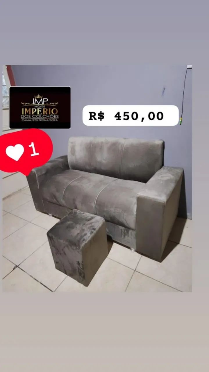Sofá 3 Lugares + Puff Novo - Design Moderno - Foto 5