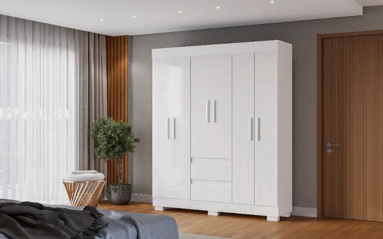 Guarda Roupa Casal com 6 Portas e 2 Gavetas Maya - Foto 2