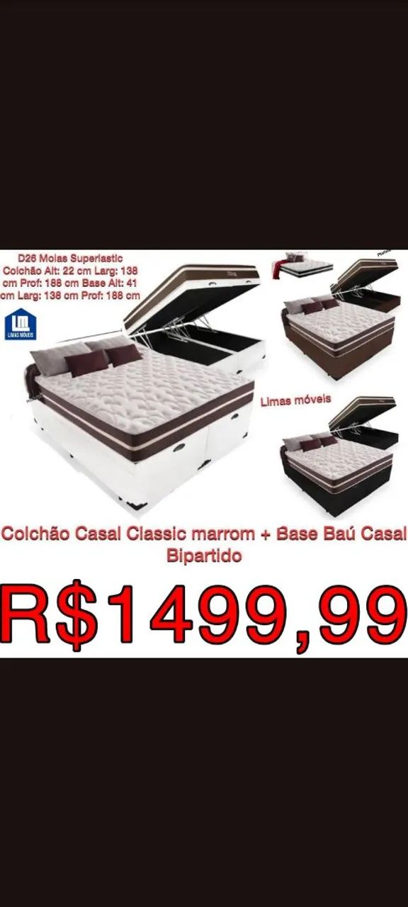 Colchão Casal Classic + Base Baú Bipartida
