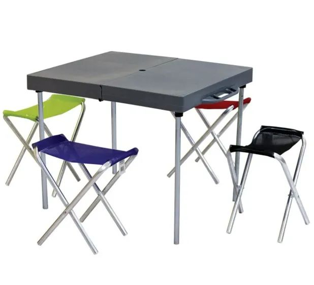Mesa Prática Botafogo Compacta com 4 Banquetas - camping