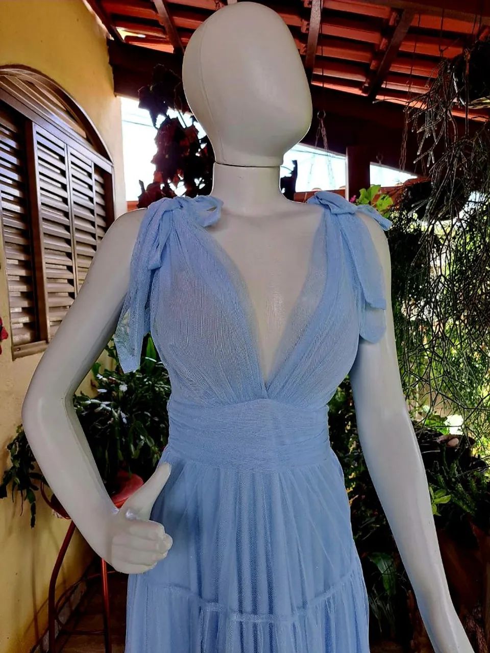 Vestido Azul Claro de Tule com brilho8 - Foto 4