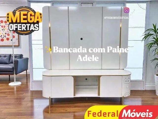 Rack com painel com Led OFF WHITE TEMOS CREDIÁRIO 