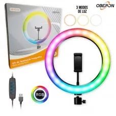 Iluminador Ring Light RGB 10,2 Pol com Suporte de Celular OR-PL10R Oberon - Foto 2