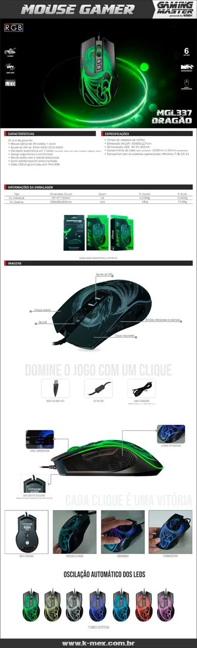 Mouse Gamer MGL337 Dragão - Foto 5