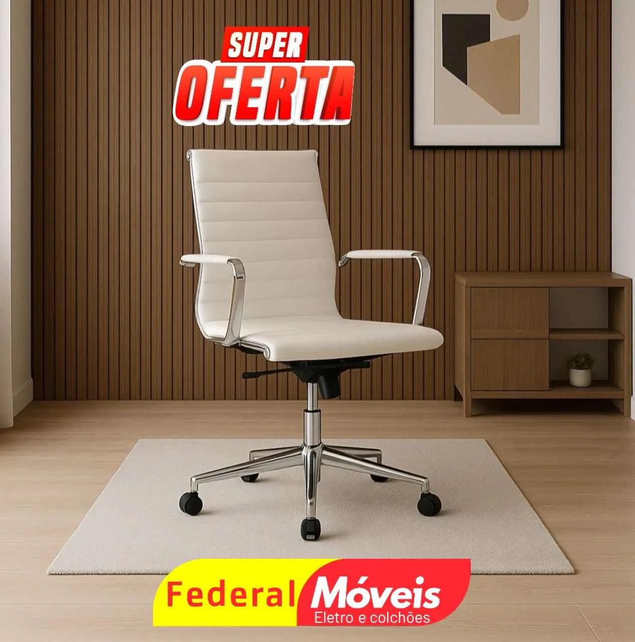 Cadeira Giratória Diretor Cromada para Escritório - Resistência e design moderno!