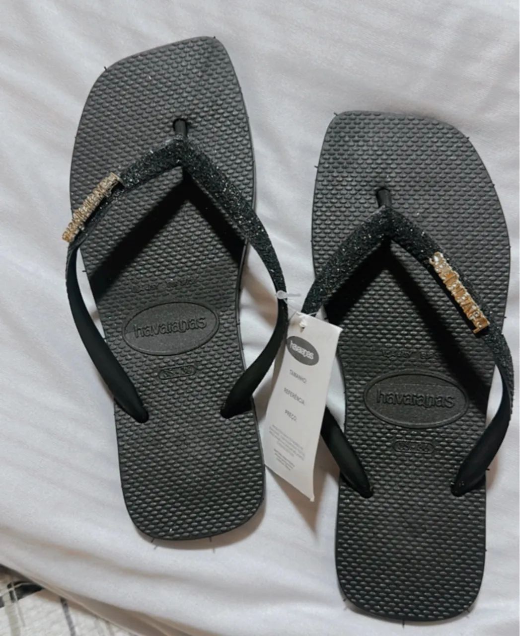 Havaianas Femininas Preta com Glitter