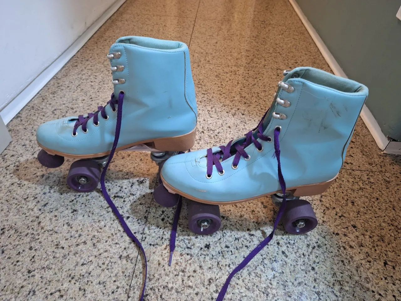 Patins Roller Quad Azul Bebê - Foto 5