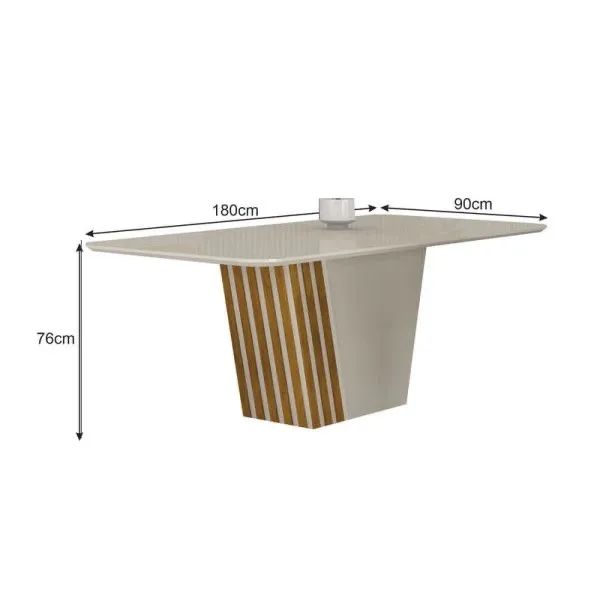 Mesa de jantar liz 6 cadeiras com tampo de vidro lackeado cantos boleados em Promoção! - Foto 3