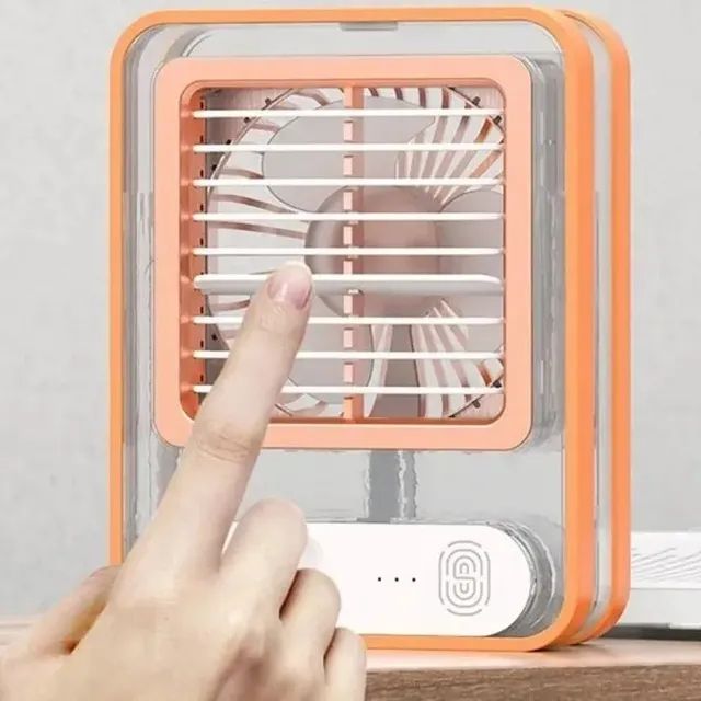 Mini Ventilador Portátil Umidificador LED Recarregável Portátil de Mesa 3 Velocidades Carr - Foto 2