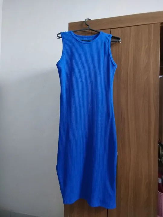 Vestido Feminino De Malha Canelada De Cor Sólida - Foto 3