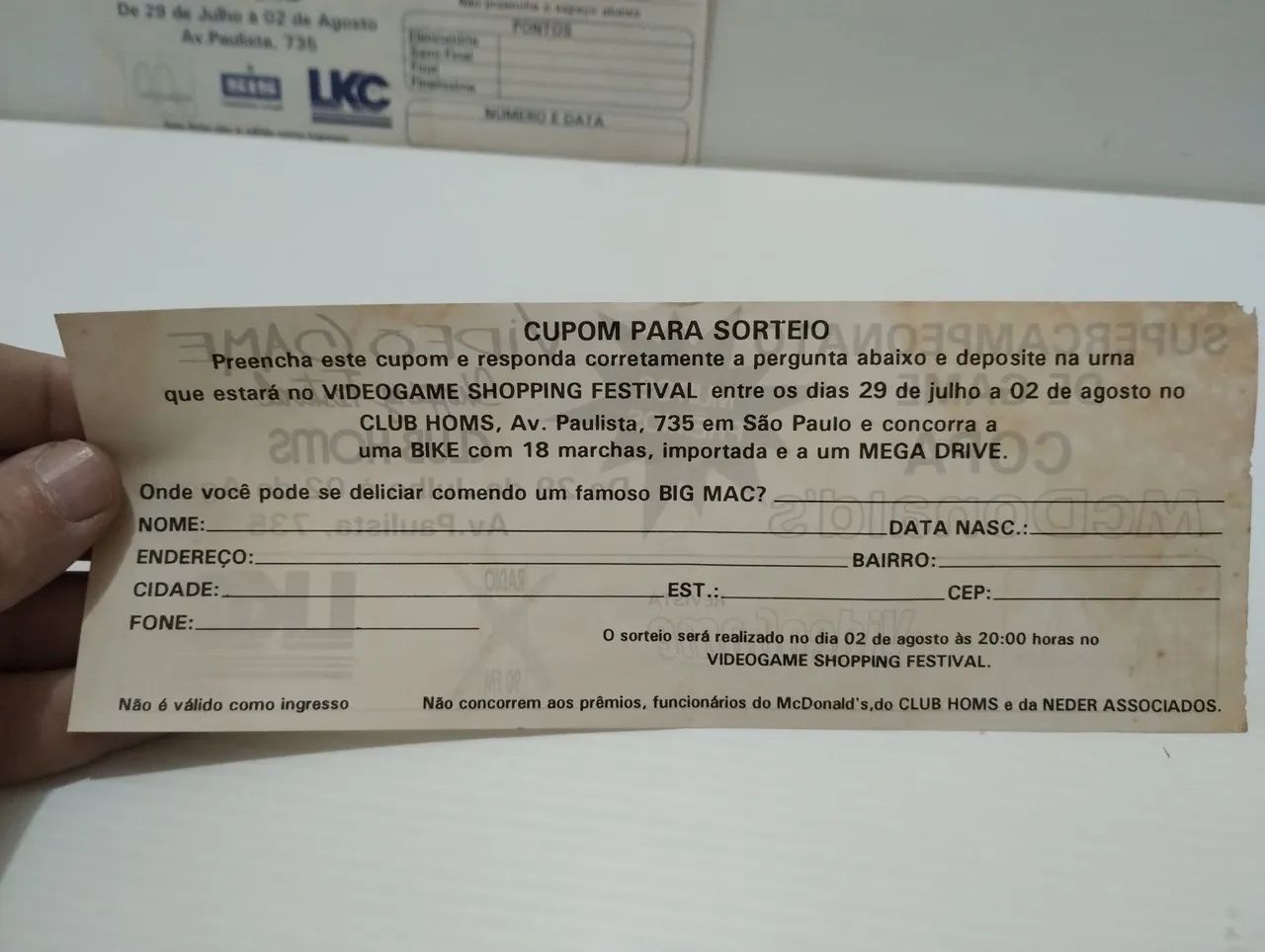 Folhetos Copa MC Donald's e Club Homs - (Revista VídeoGame Anos 90) - Foto 3