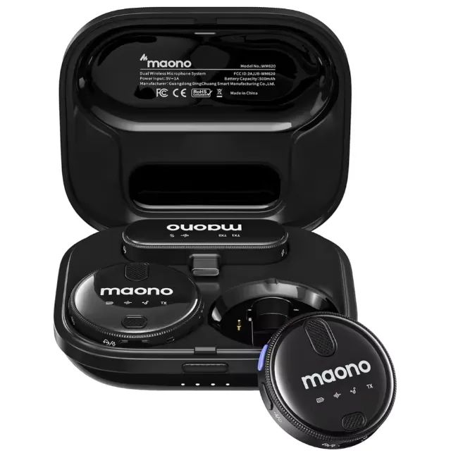 2 Microfones Lapela Profissional formato redondo com monitoramento de audio ao vivo