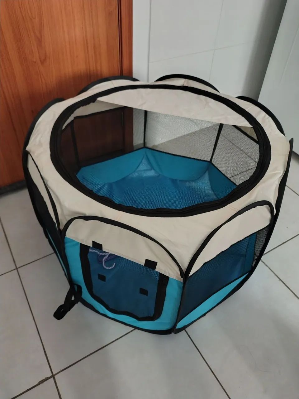 Cercado para cães - Azul e branco
