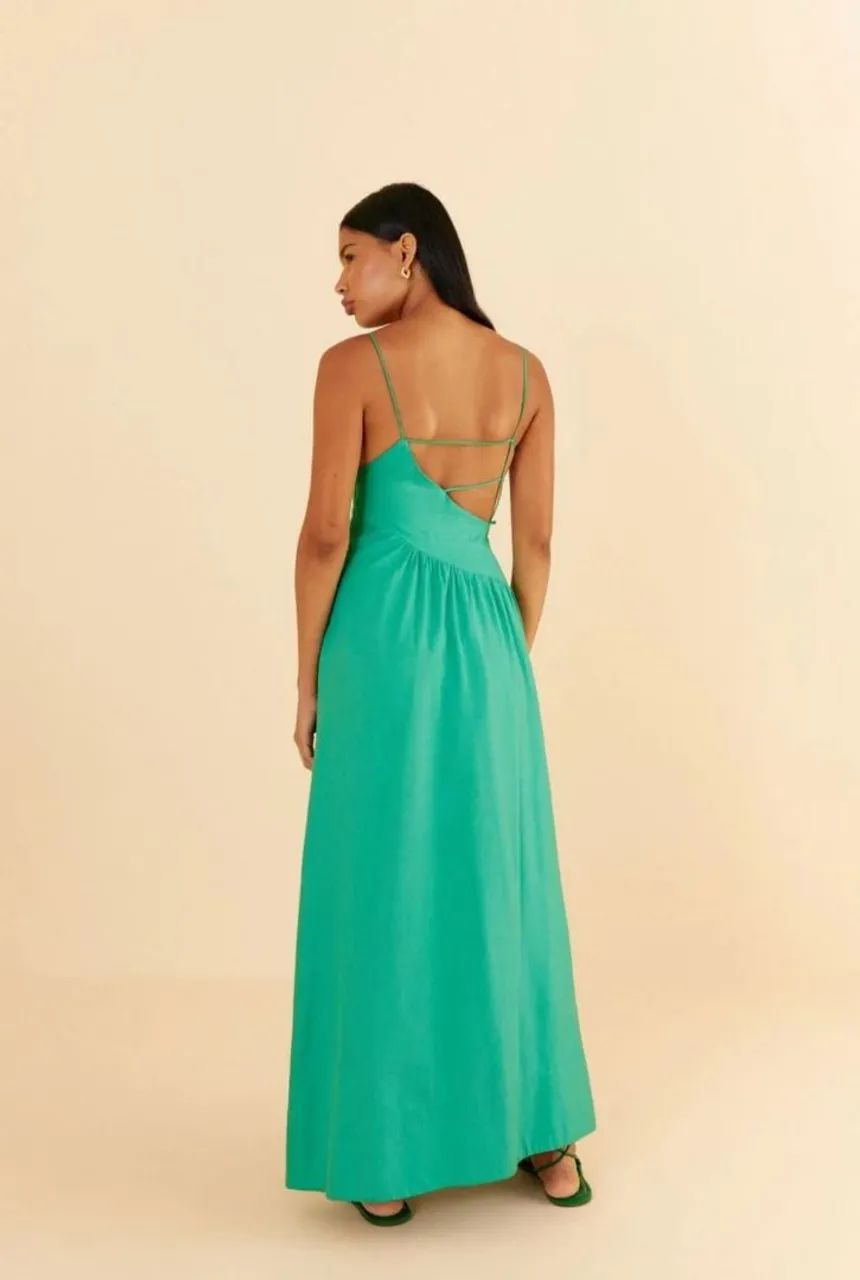 Vestido Farm em Linho Verde - G - Foto 3