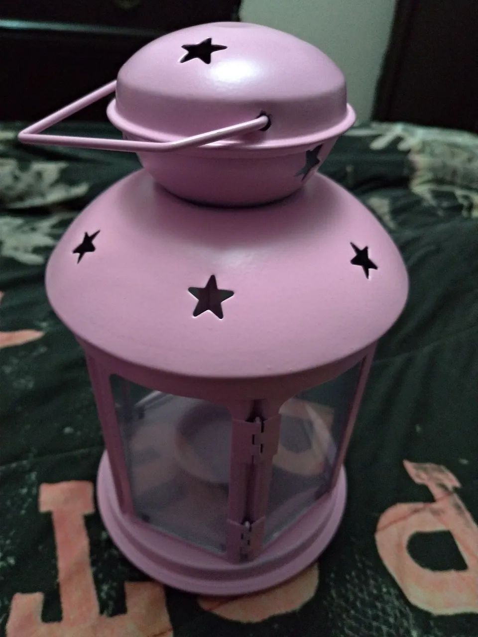 Lanterna para velas - Rosa com Estrelas