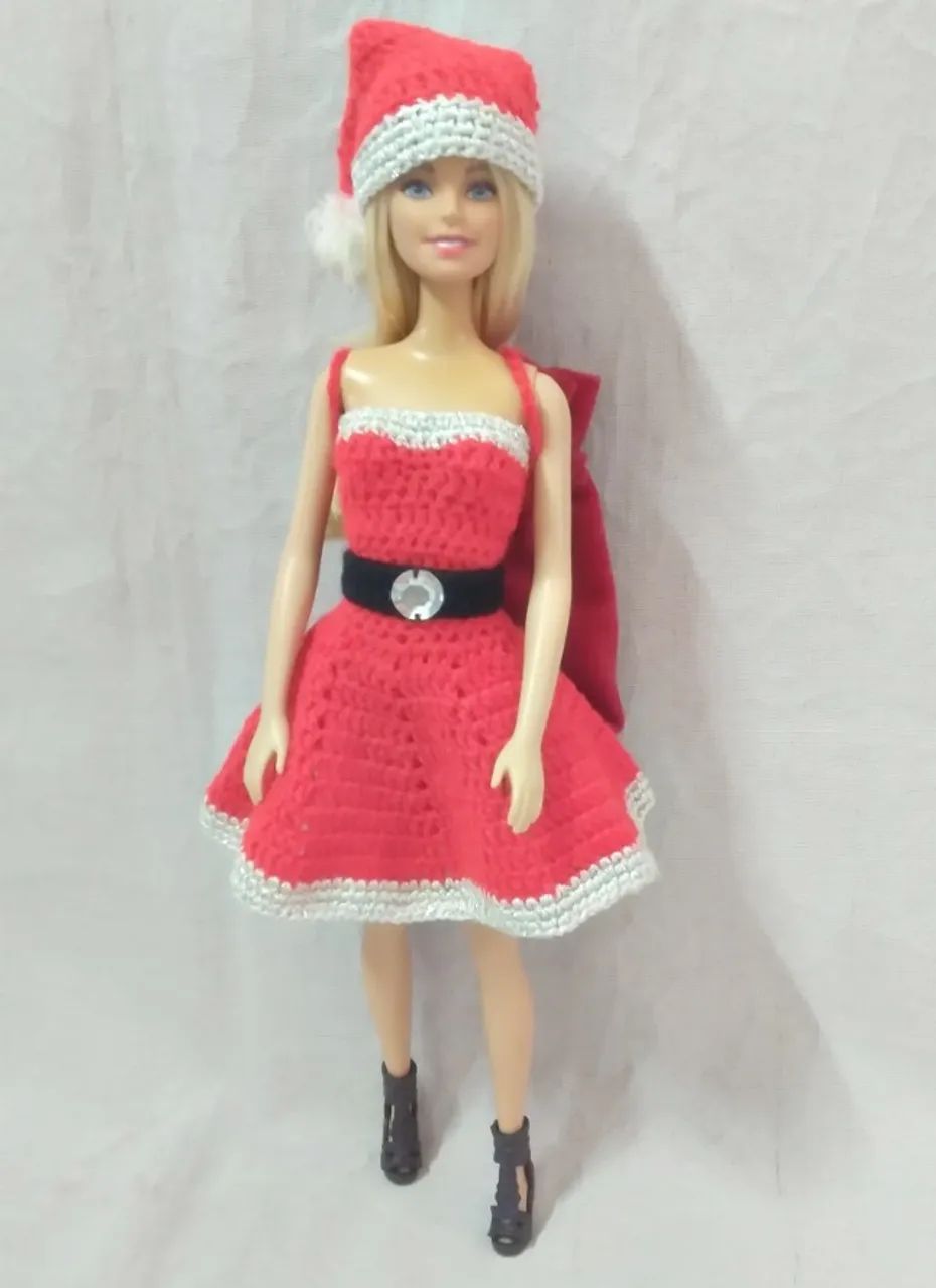 Roupa para boneca Barbie e Similares de crochê estilo Natalino - Foto 5