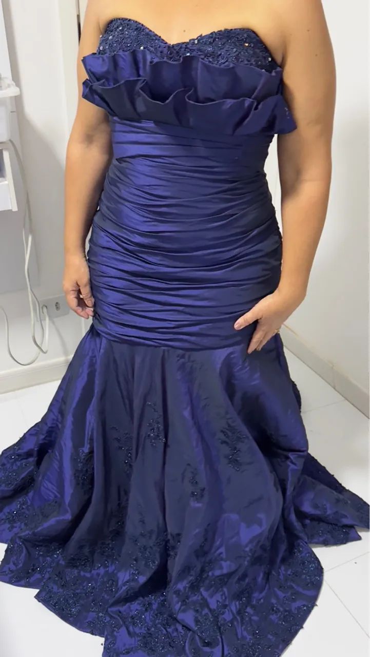 Vestido de festa azul longo - Foto 3