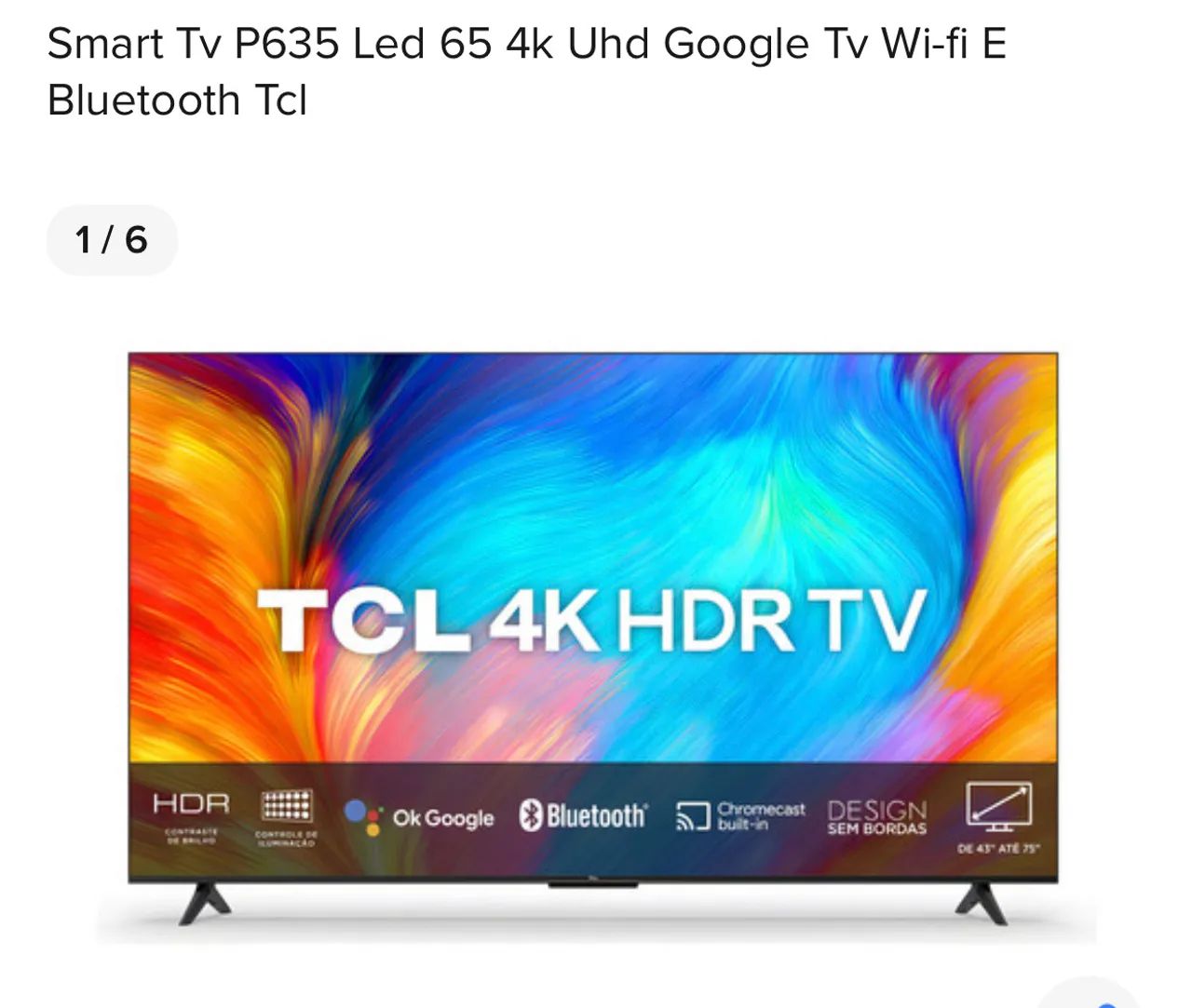 Smart TV 65 Polegadas TCL 