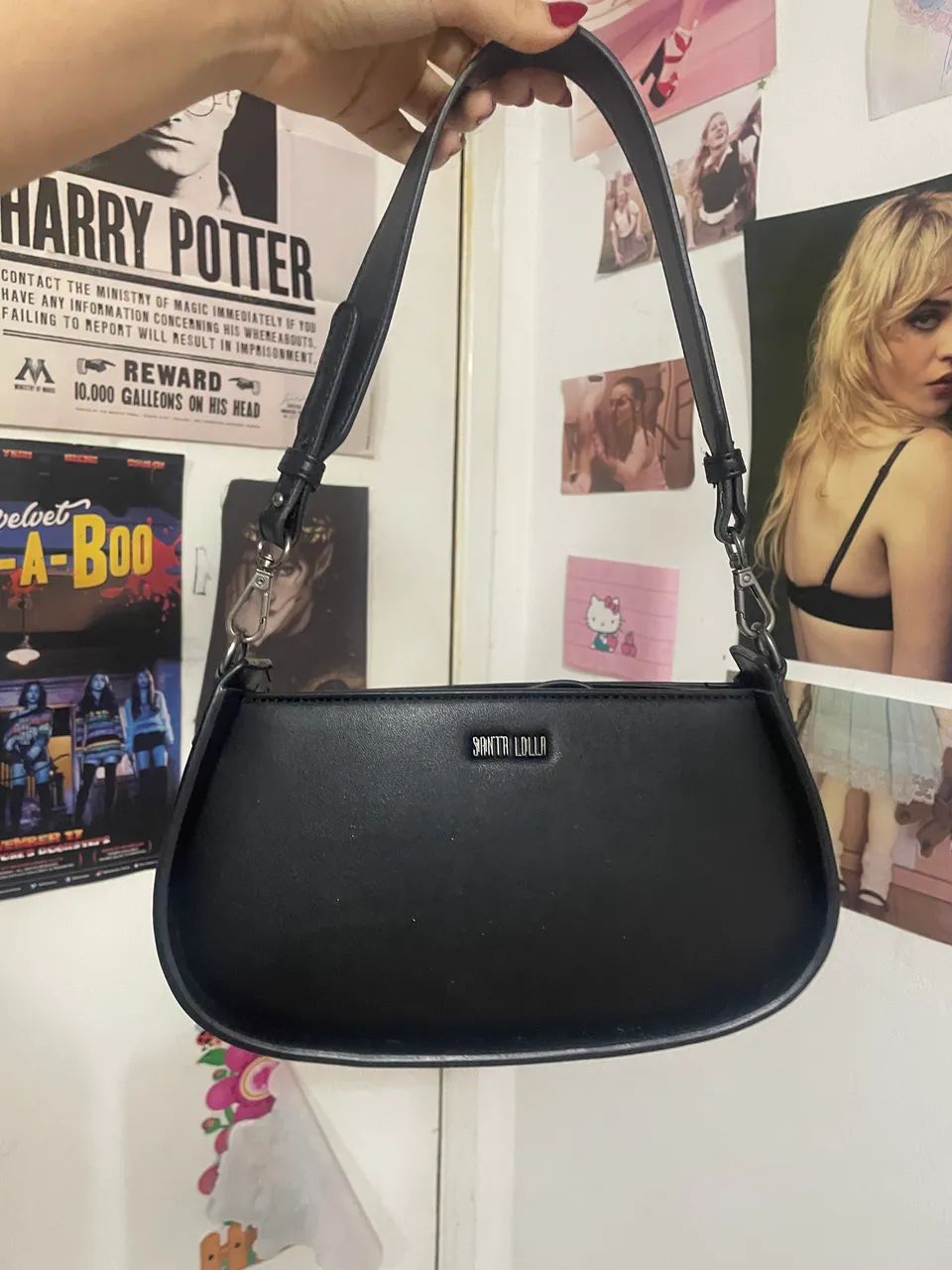 Bolsa de ombro preta Santa Lolla 