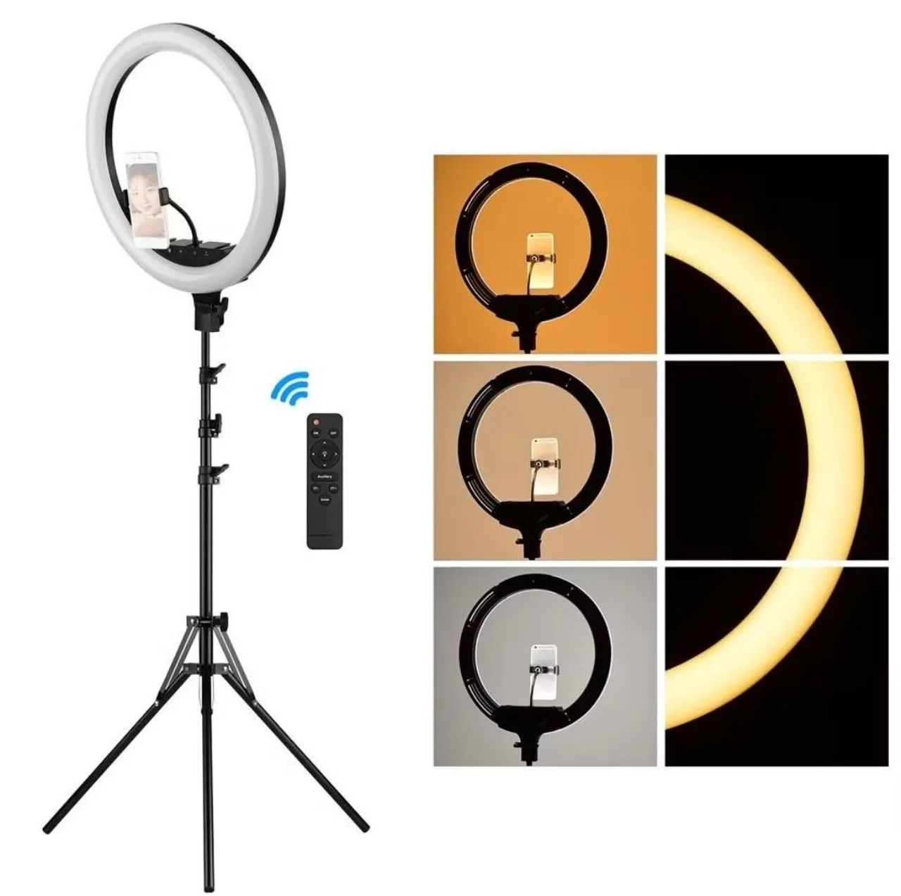 Ring Light LED 18'' com Tripé e Controle Remoto - Foto 2