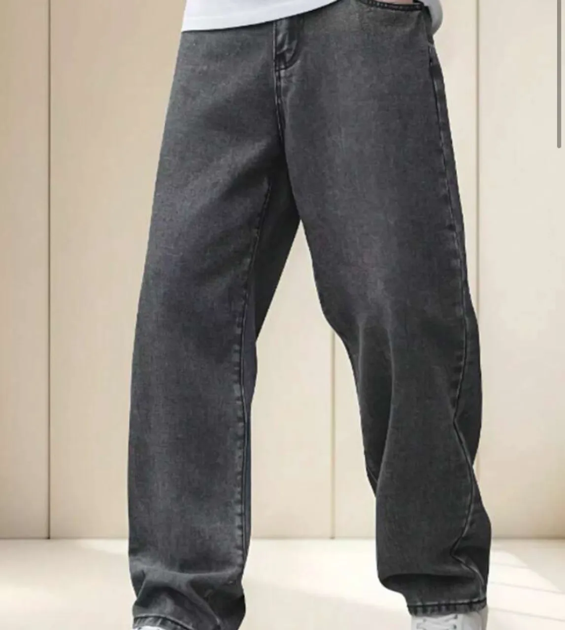 Calça Jeans Wide Leg Cinza street wear 36