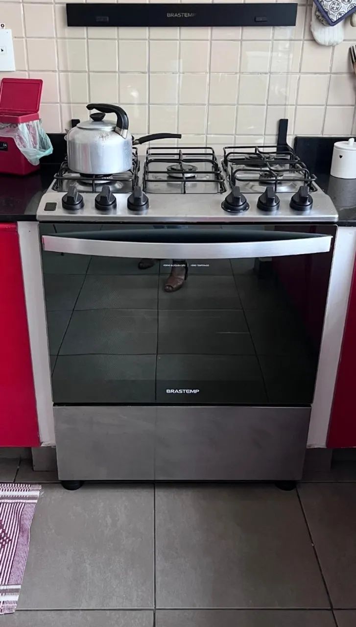 Fogão Brastemp 5 bocas inox gás turbo chama
