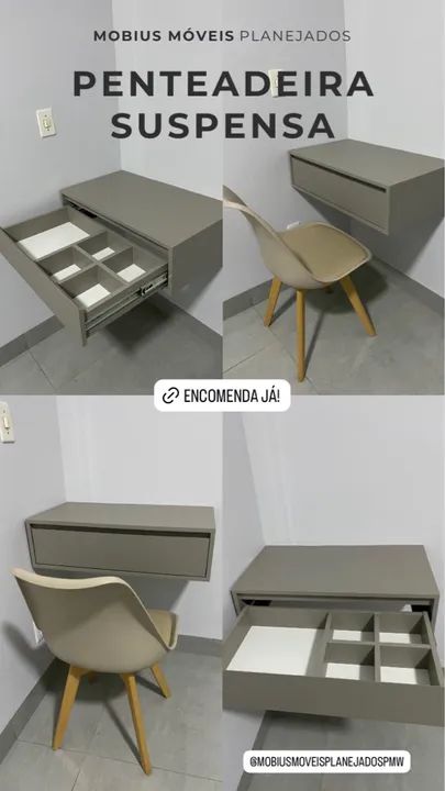 Penteadeira suspensa Mdf-moderna e elegante