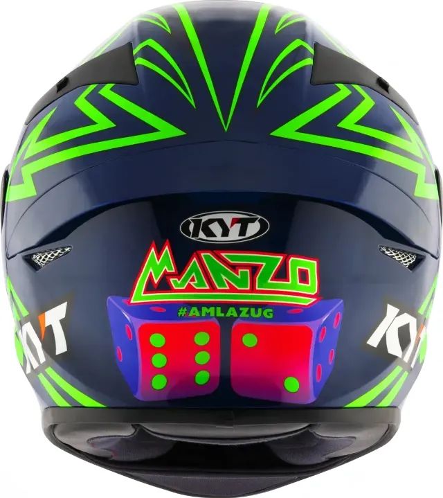Capacete KYT TT Course Manzi - Azul Escuro/Verde - Foto 5