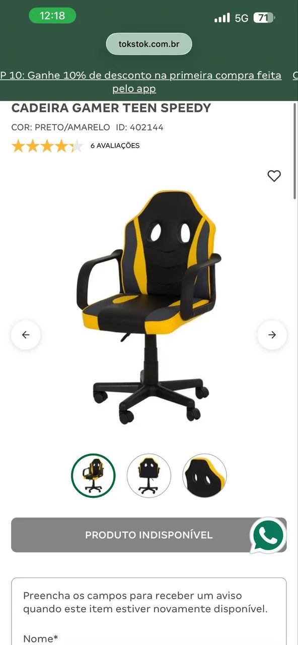 Cadeira Gamer Tokstok 