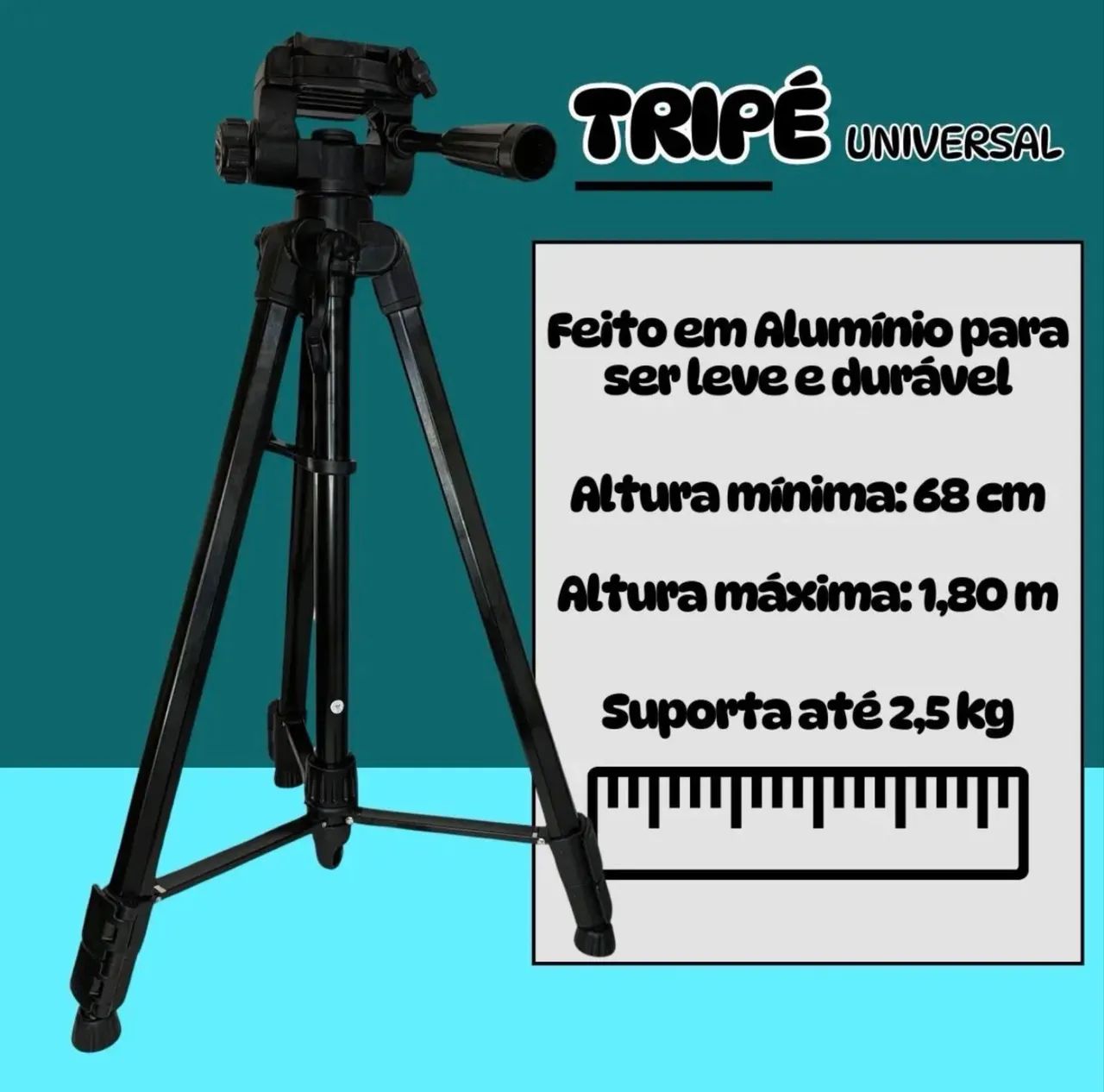 Tripé Profissional 1,80m Cabeça Hidráulica Giratória Celular - Foto 3