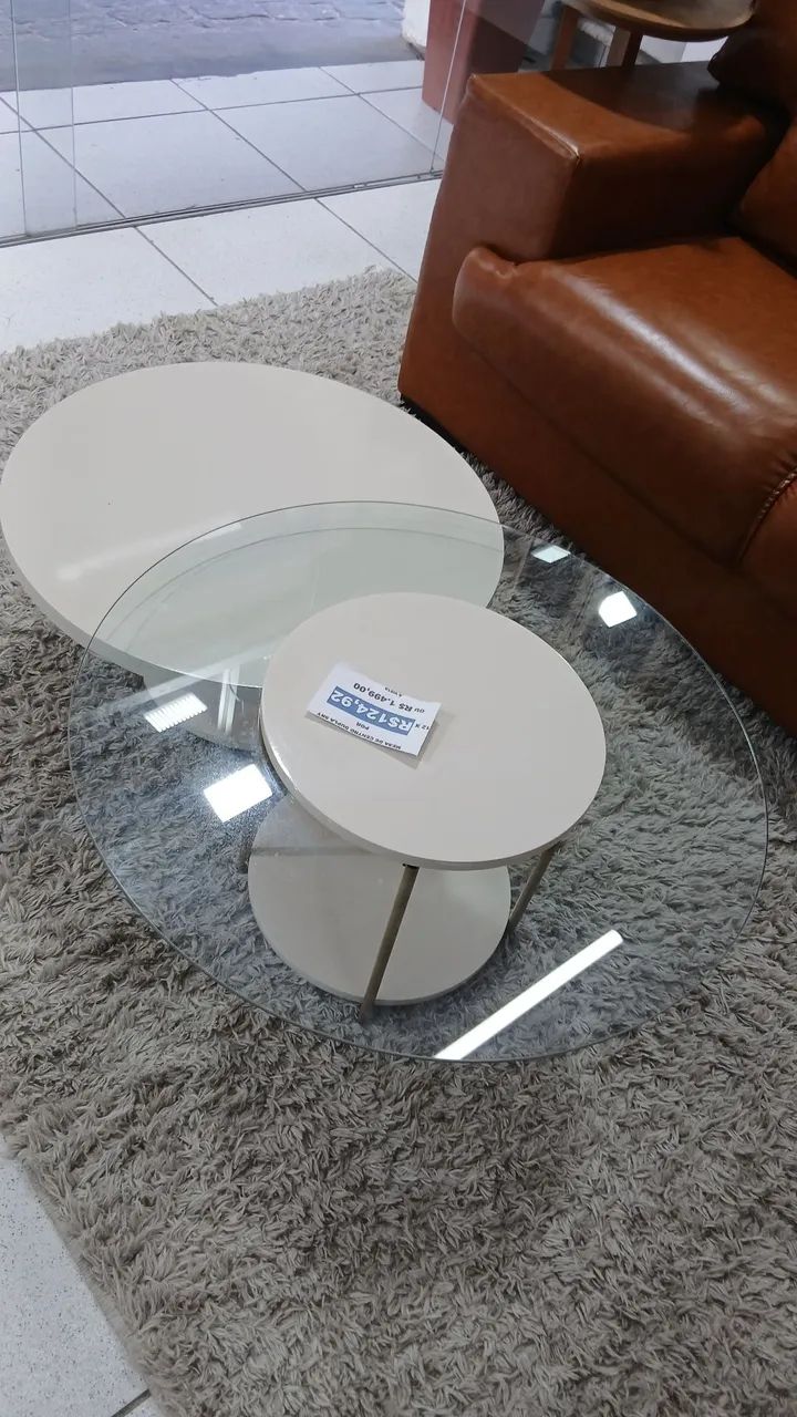 Conj. Mesa de centro 100% MDF com pés em aço dourado  - Foto 4