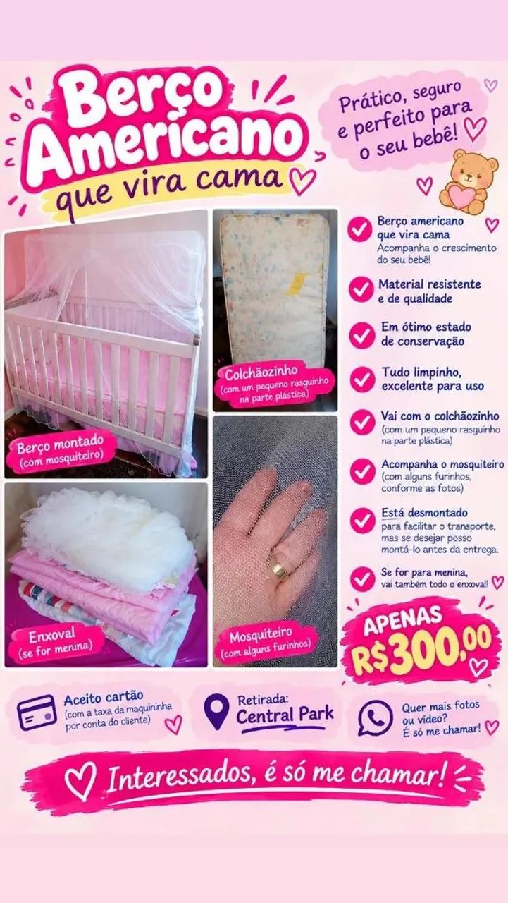 BERÇO AMERICANO QUE VIRA CAMA