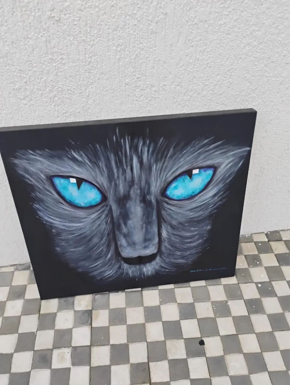 Pintura Tela - Gato Azul