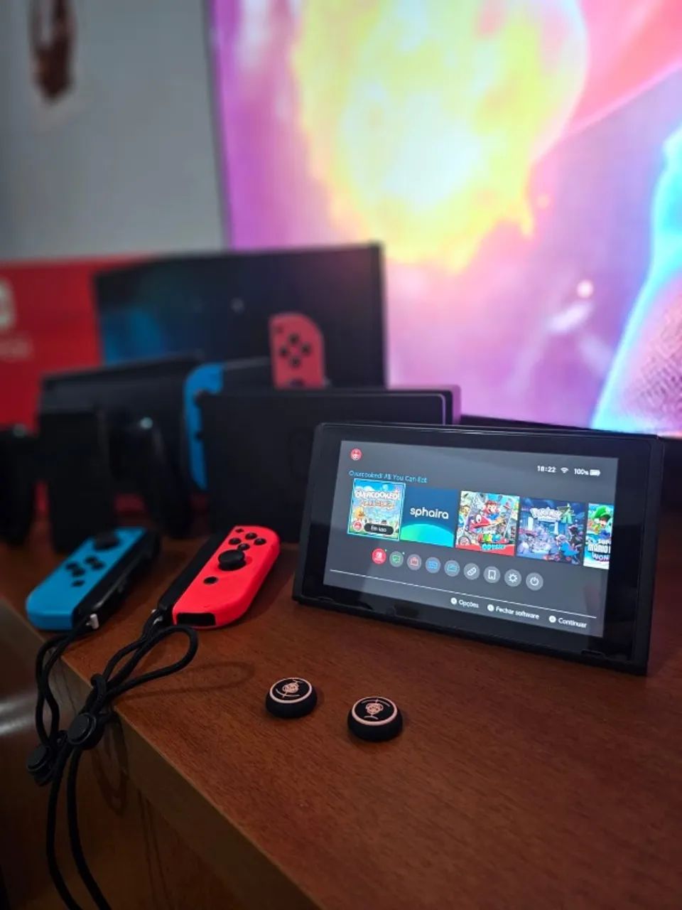 Switch V2 Desbloqueado SEMINOVO + SD 128 GB + Caixa + Película + Brinde + Suporte Online - Foto 5