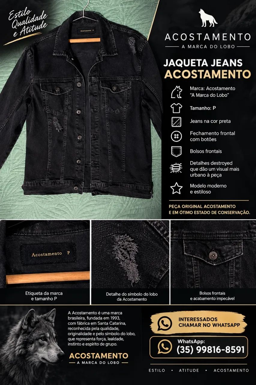Jaqueta Jeans - Marca Acostamento  - Foto 4