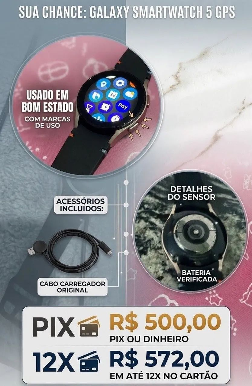 Relógio Samsung Galaxy Smartwatch 5 