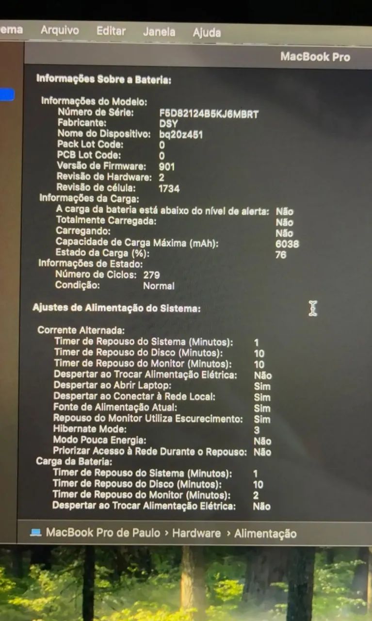 MacBook Pro 15? 2018 i7 16GB 256GB com Touch Bar e bateria nova