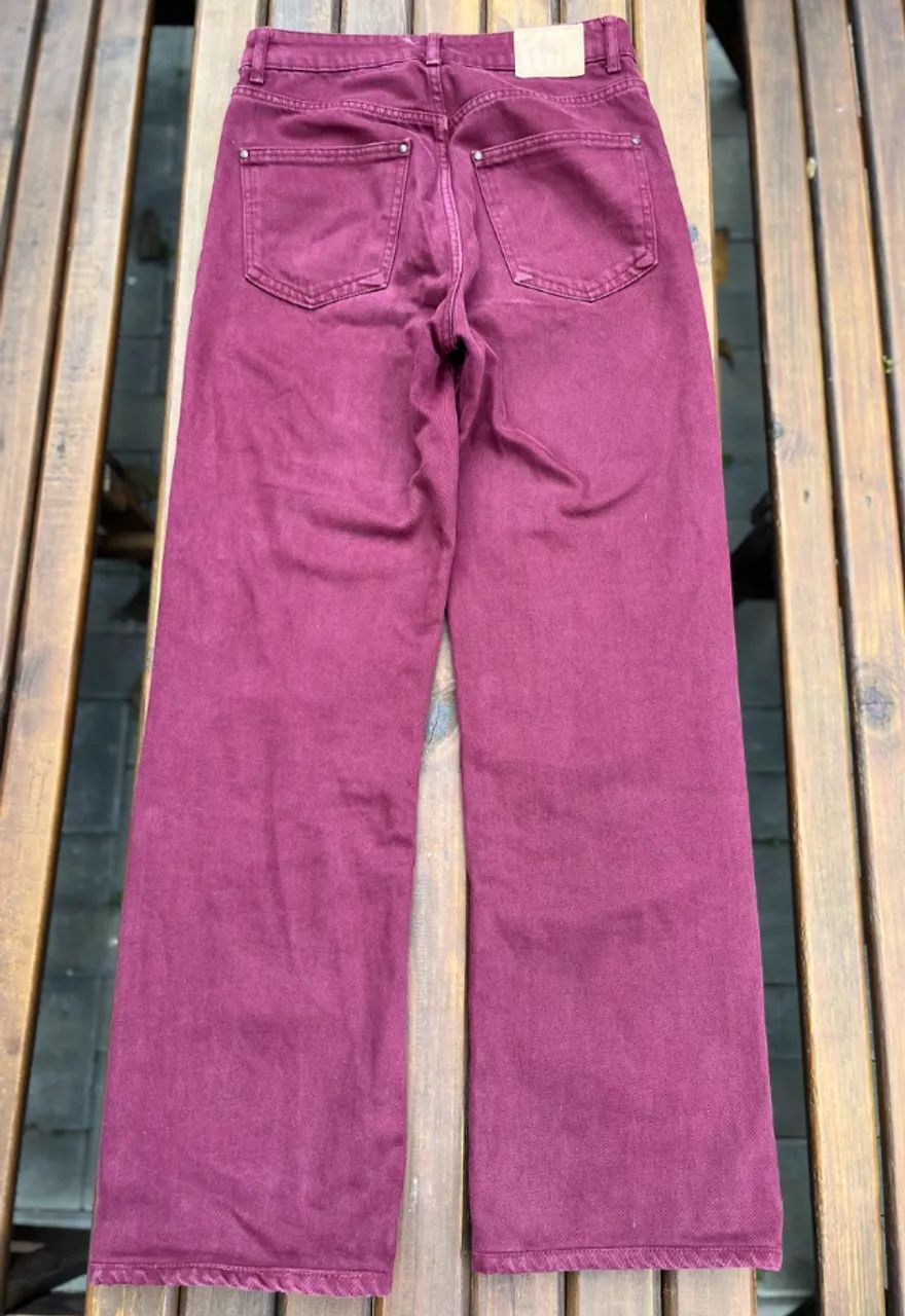 Zara - Calça vinho bordô reta 38  - Foto 2
