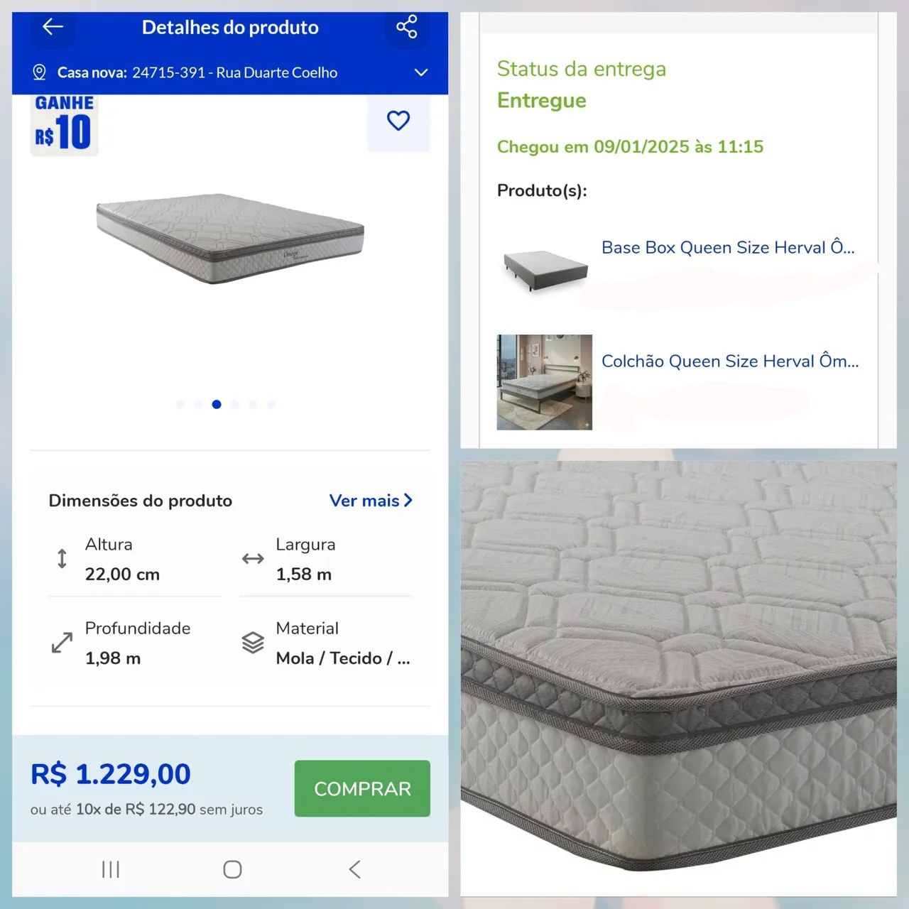 VENDO CAMA BOX QUEEN + COLCHÃO HERVAL 