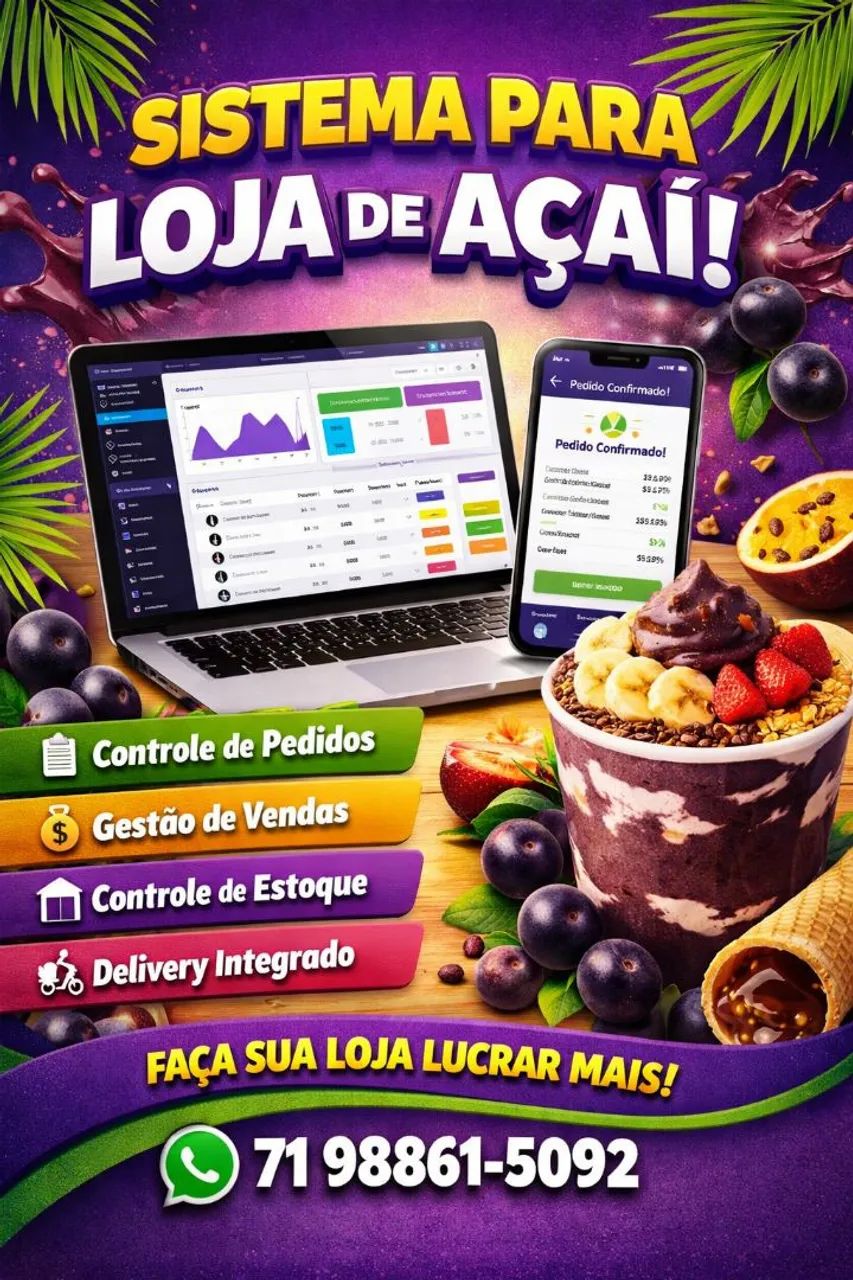 Sistema completo para loja de açaí