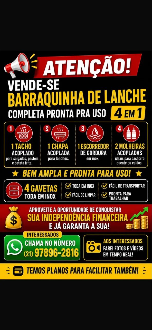 Vende-se barraquinha de lanches completa 