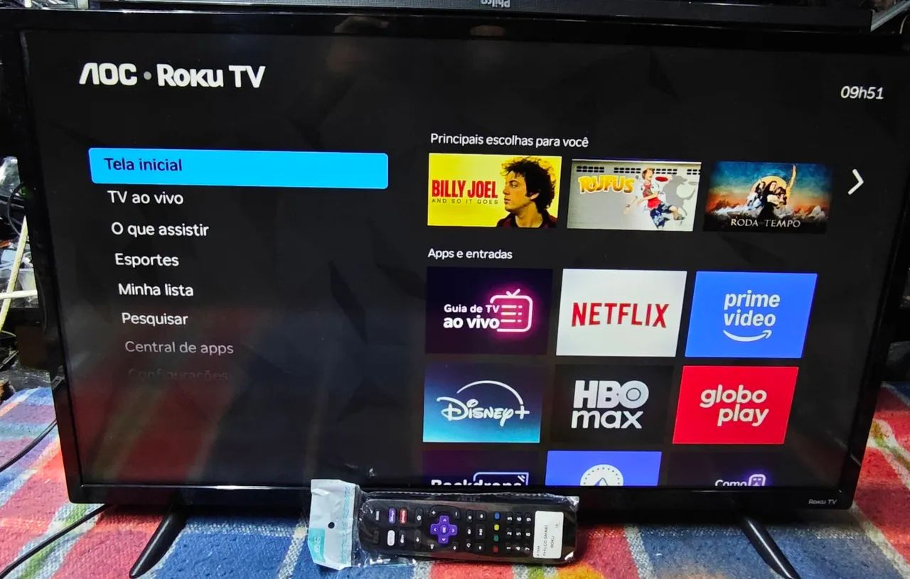 Smart tv AOC Roku 32 polegadas funcionando perfeitamente acompanha controle e pés - Foto 2