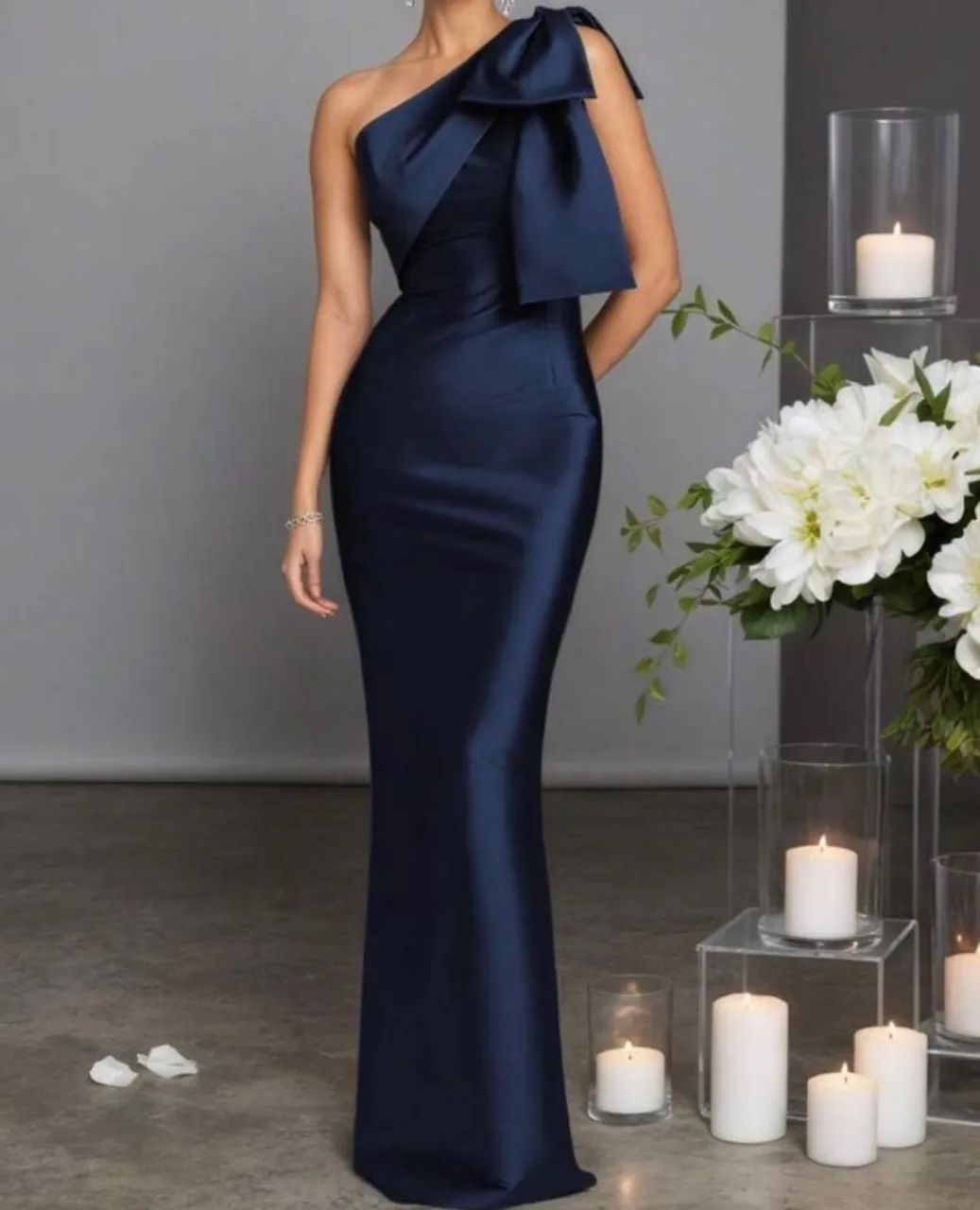 Vestido Azul - Marinho longo