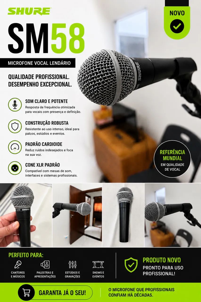 Microfone Shure SM58 - Novo | Qualidade Profissional - Foto 4