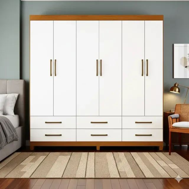 Guarda Roupa Dallas Cinamomo/Branco  (entrega Grátis)