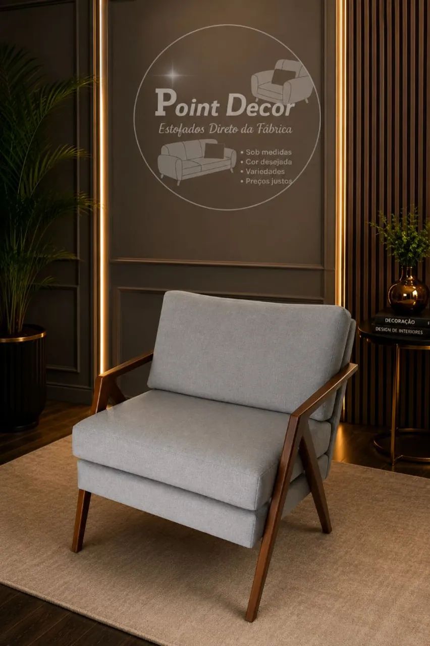 Poltrona Decorativa Cinza com Design Moderno