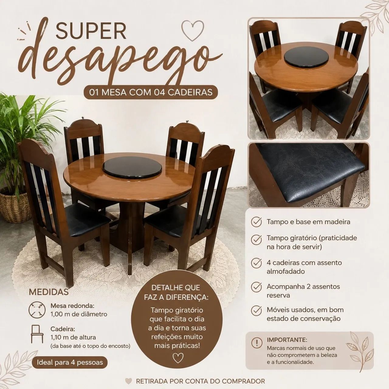 Mesa com 04 cadeiras 