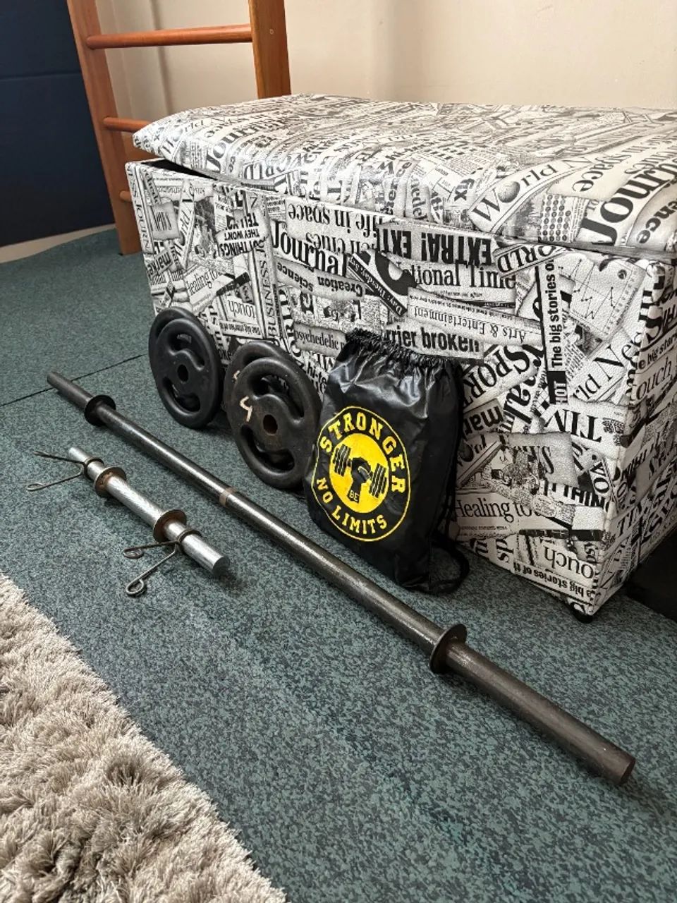 Kit com Barra de 1,20cm | 40cm | Anilhas e TRX Grátis