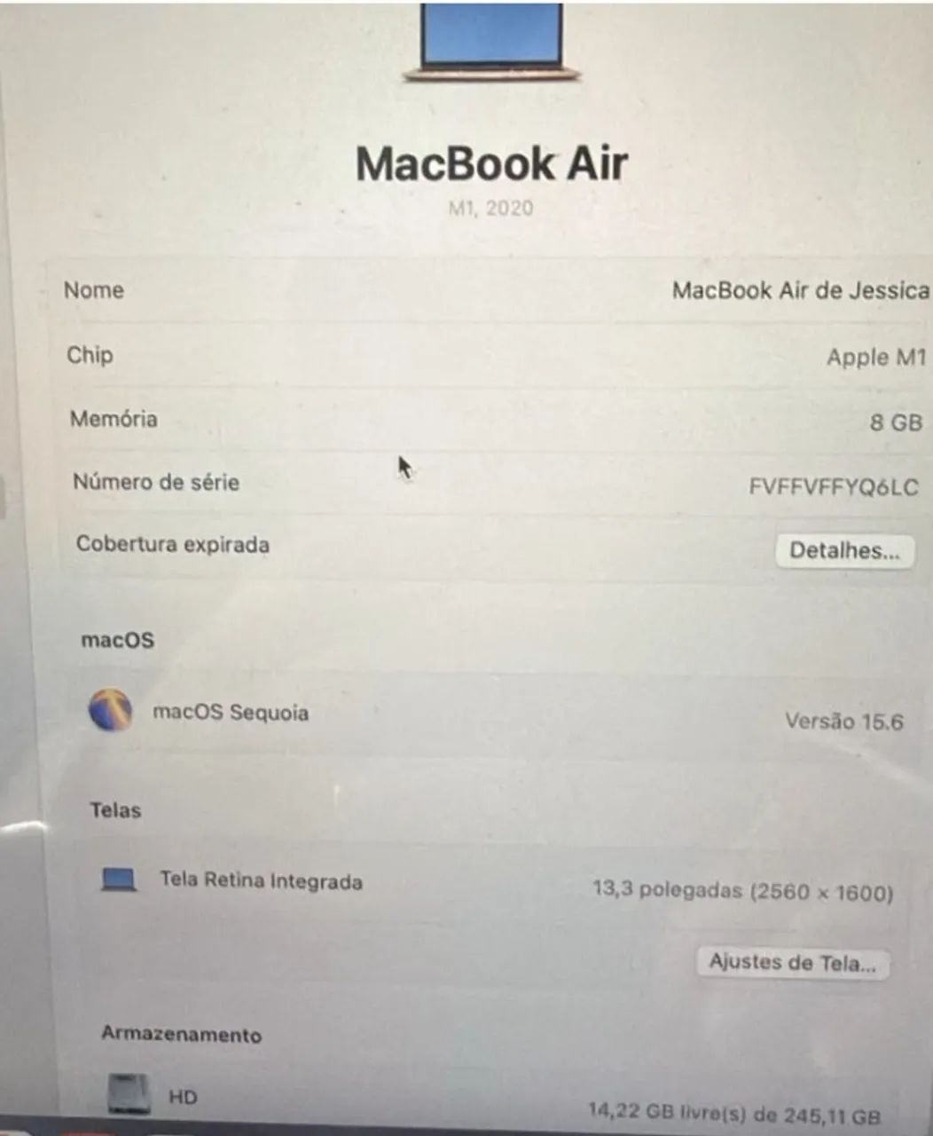 MACBOOK AIR - BEM NOVO - PROCESSADOR M1 - Foto 3